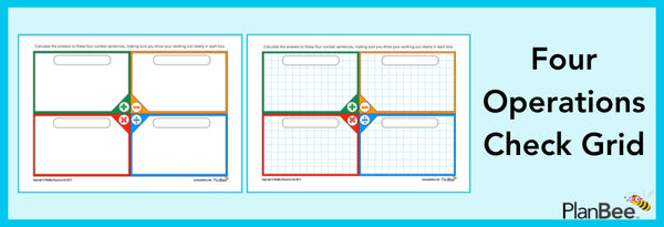 Free Four Operations Check Grid by PlanBee