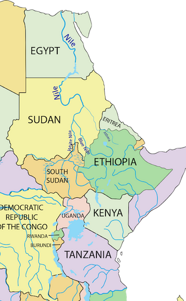 Map showing the countries that the River Nile flows through