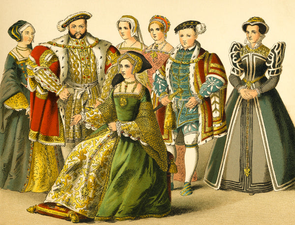 King Henry VIII standing with the members of his court