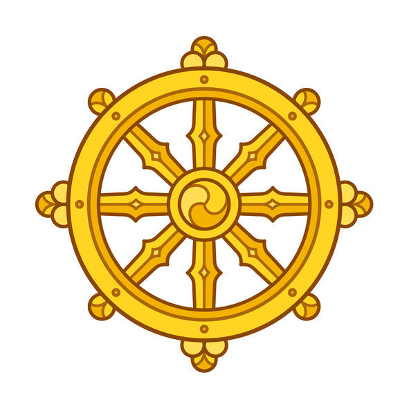 The Dharmachakra, Dharma Wheel, or Wheel of Life symbol in Buddhism