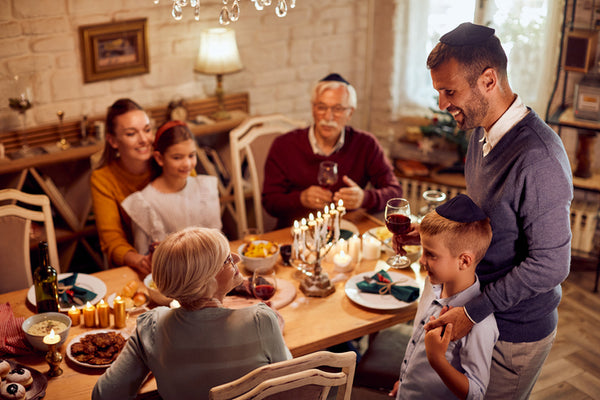 A family celebrating Hanukkah