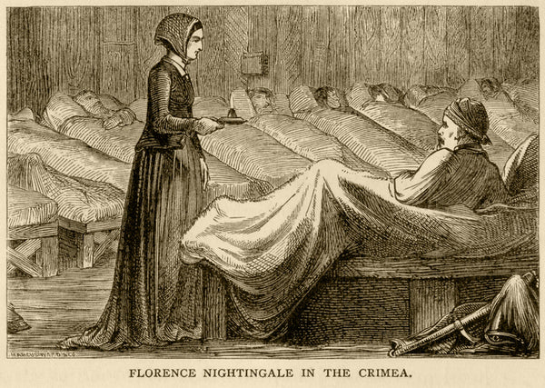 Illustration of Florence Nightingale working in Scutari Hospital