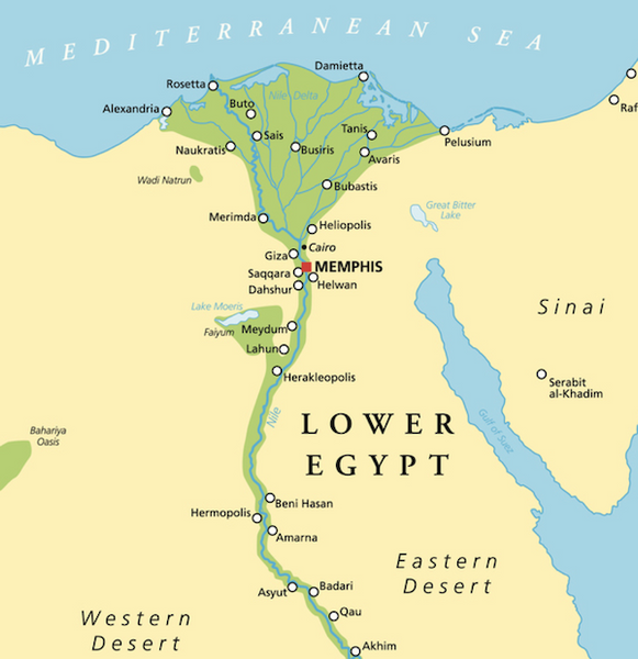 Map showing the Nile Delta in Egypt