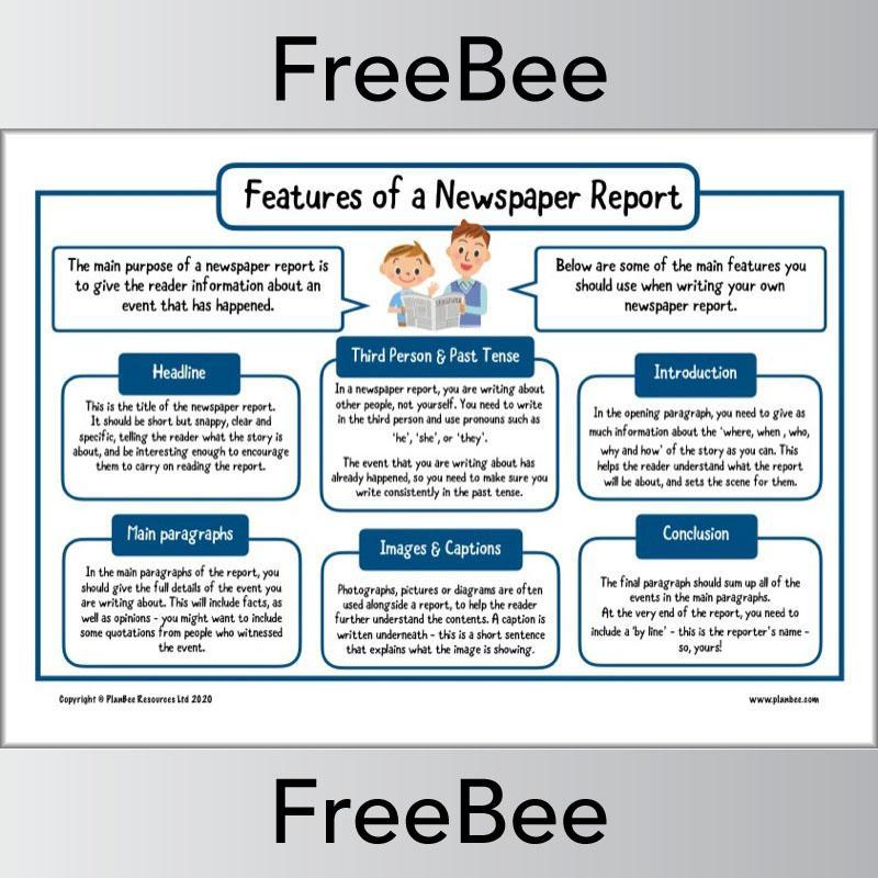 Features of a Newspaper Report Poster