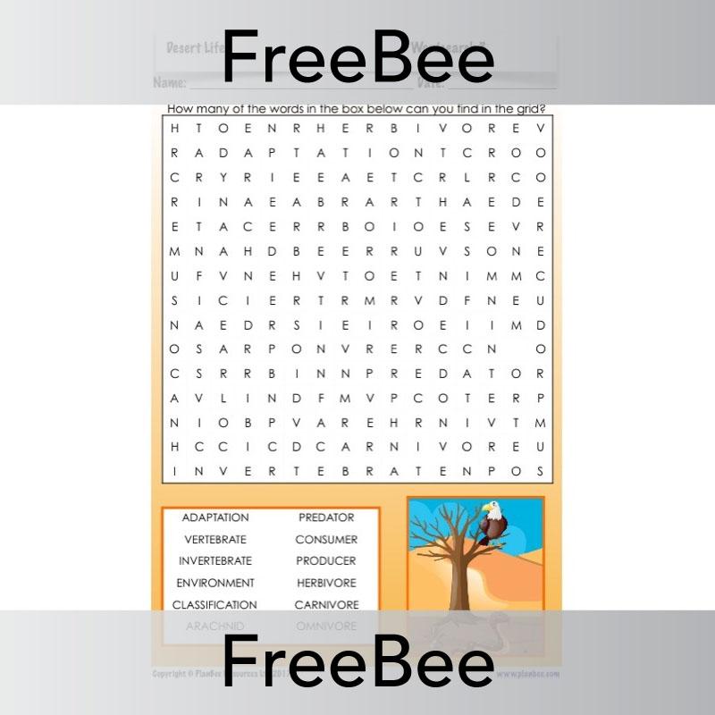 Desert Life Word Search