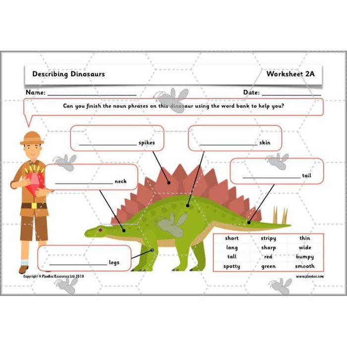 Dinosaur Adjectives Worksheets