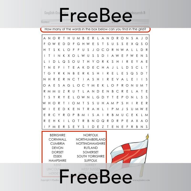 Counties of England Word Search