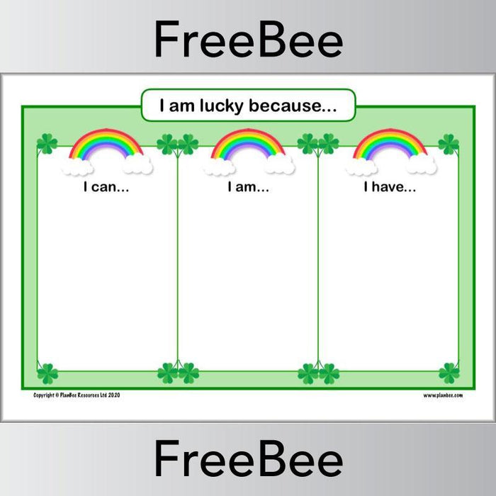 I Am Lucky Because...FREE worksheet by PlanBee