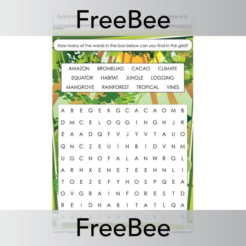 Rainforest Word Search