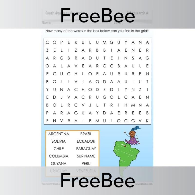 South America Word Search