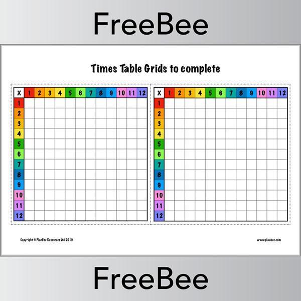 Free Times Table Grid Printable