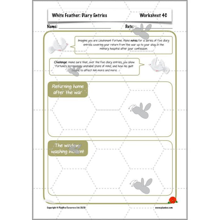 White Feather Diary Entries Ks2 English Planning Pack