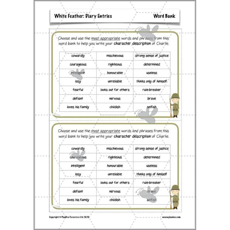 White Feather Diary Entries Ks2 English Planning Pack — Planbee