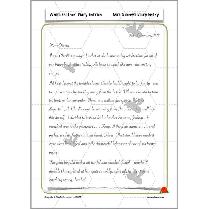 White Feather Diary Entries Ks2 English Planning Pack