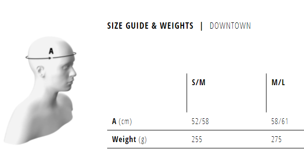 MET Downtown size guide