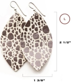 LEATHER EARRINGS - WHITE/GOLD SPECKLED (SMALL) | Molly's! A Chic