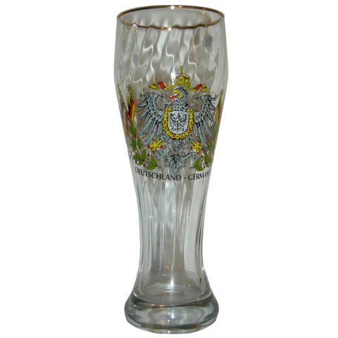 German Wheat Beer Glass with Eagle and Flags