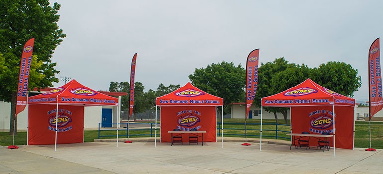Uses for custom canopies, flags, and banners