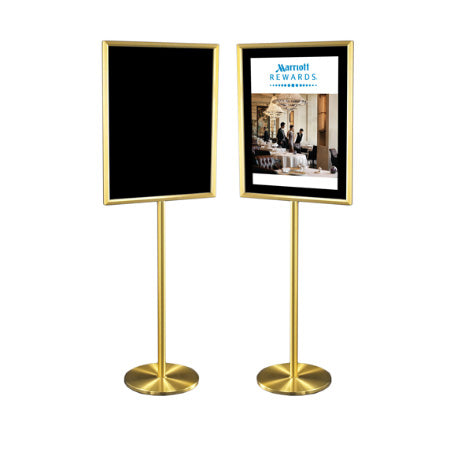 Menu & Poster Display Stand w/BRASS Frame 30H x 22W - Neon