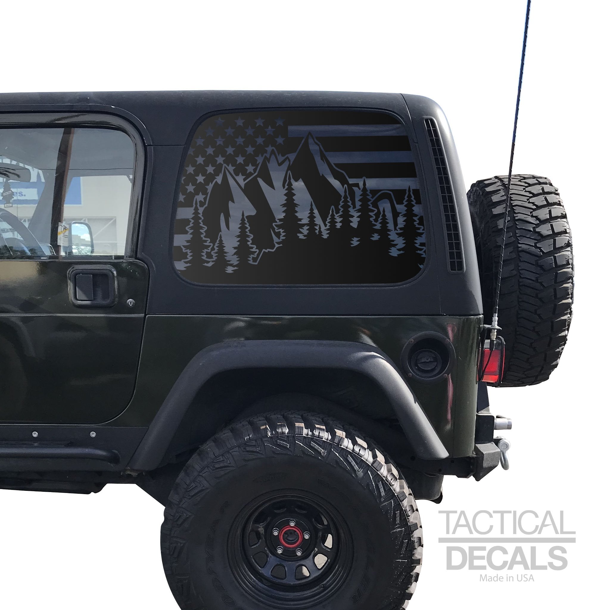 USA Flag w/Mountains Decal for 1997 - 2006 Jeep Wrangler TJ 2 Door onl –  Tactical Decals