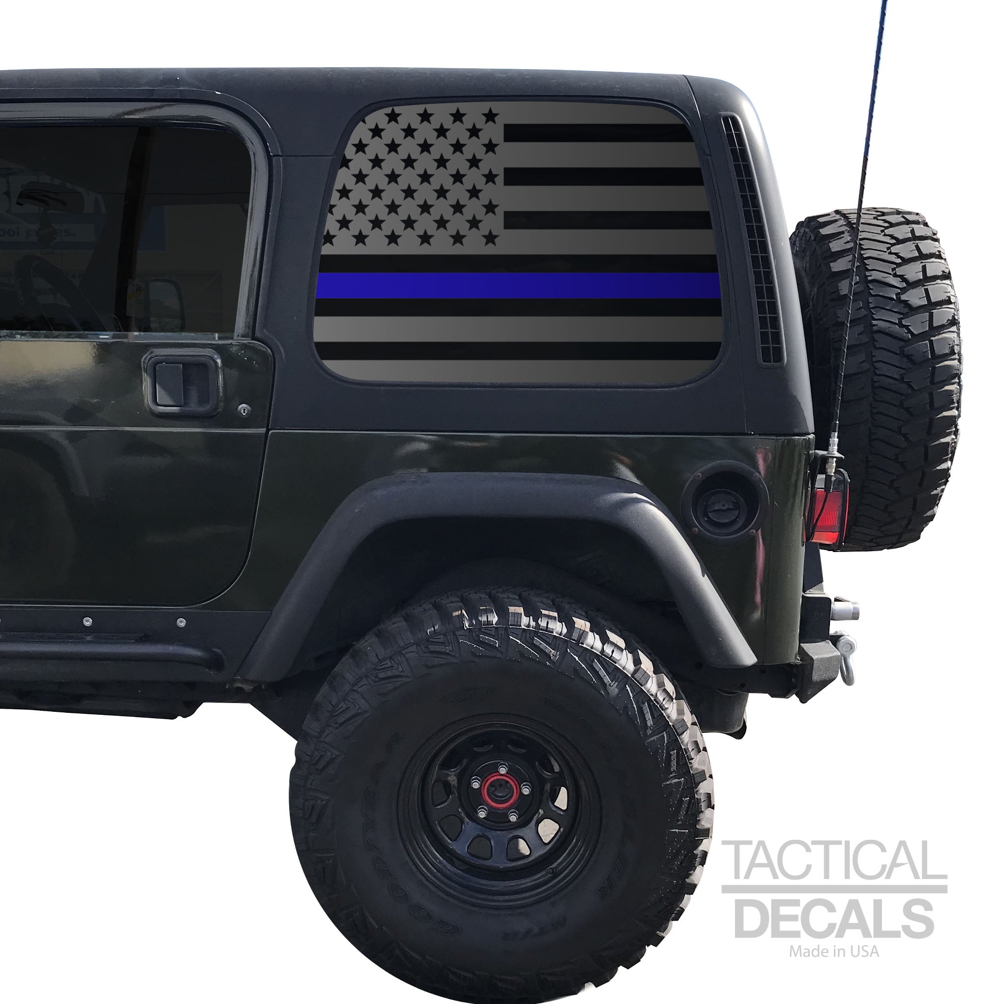 USA Flag w/ Thin Blue Line Decal for 1997 - 2006 Jeep Wrangler TJ 2 Do –  Tactical Decals