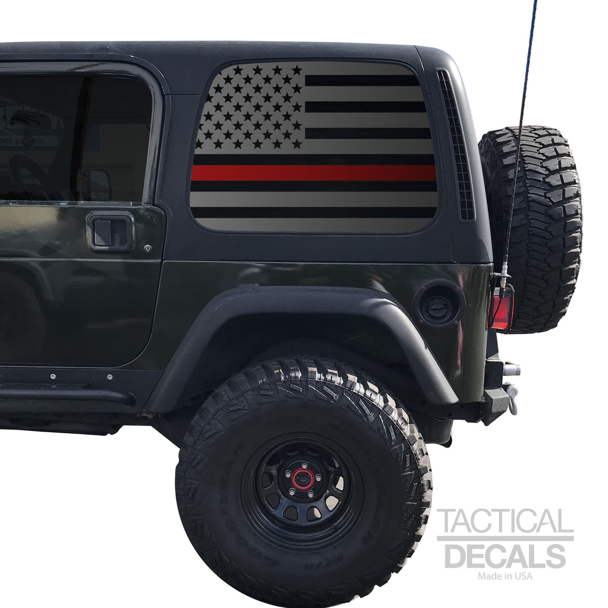 USA Flag w/ Thin Red Line Decal for 1997 - 2006 Jeep Wrangler TJ 2 Doo –  Tactical Decals