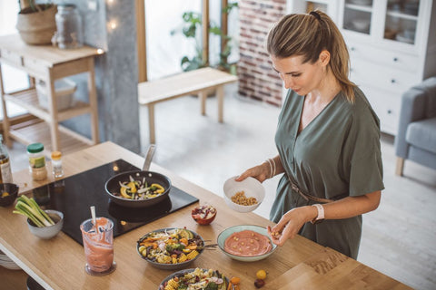 woman preparing a balanced diet meal