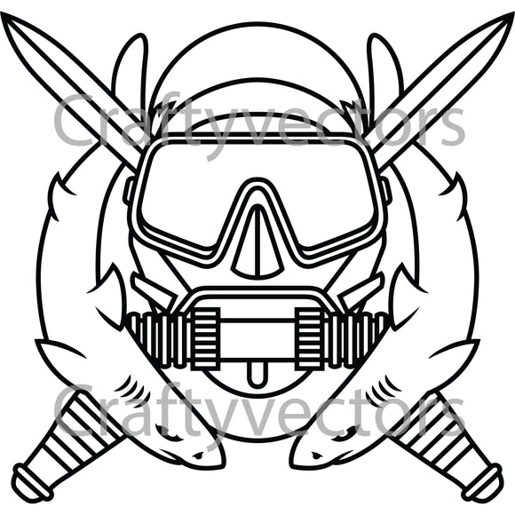 Army Special Operations Diver Badge Vector File – Crafty Vectors