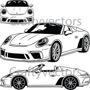 Porsche 911 roadster 2019 Vector – Crafty Vectors