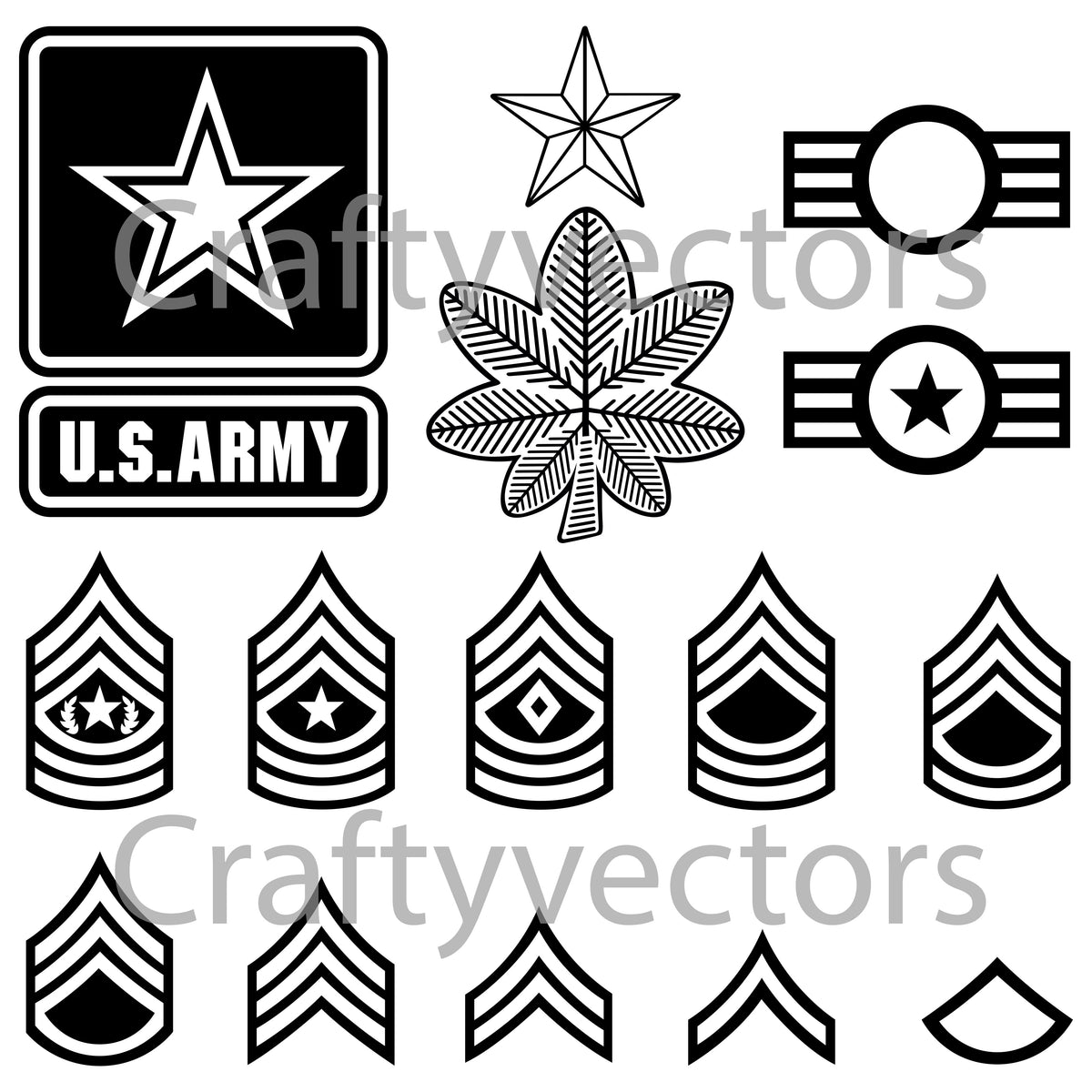 Army Ranks and Badges Vector File – Crafty Vectors