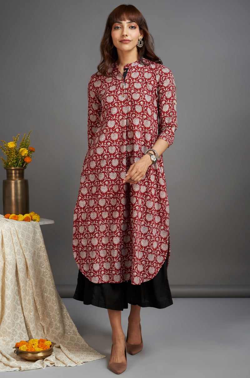 peasant sleeve dress - indigo bloom & carnation pink - maati crafts