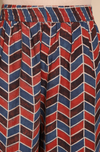 elasticated printed pants - indigo red & zigzag