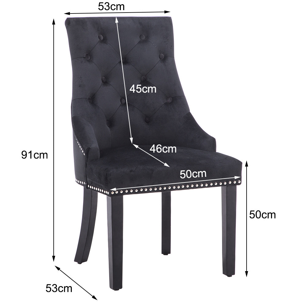 Vintage Dining Room Velvet Crushed Knocker Button Stud Kitchen Chairs