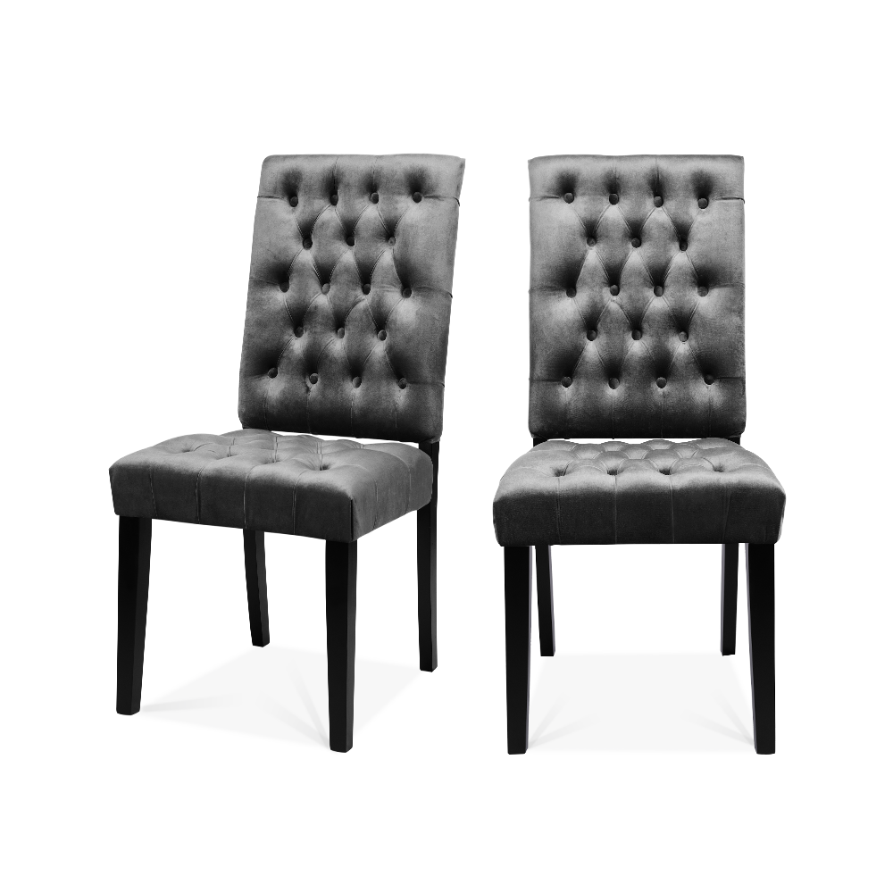 Set Of 2 All Buttoned Velvet Dining Chairs Housedec