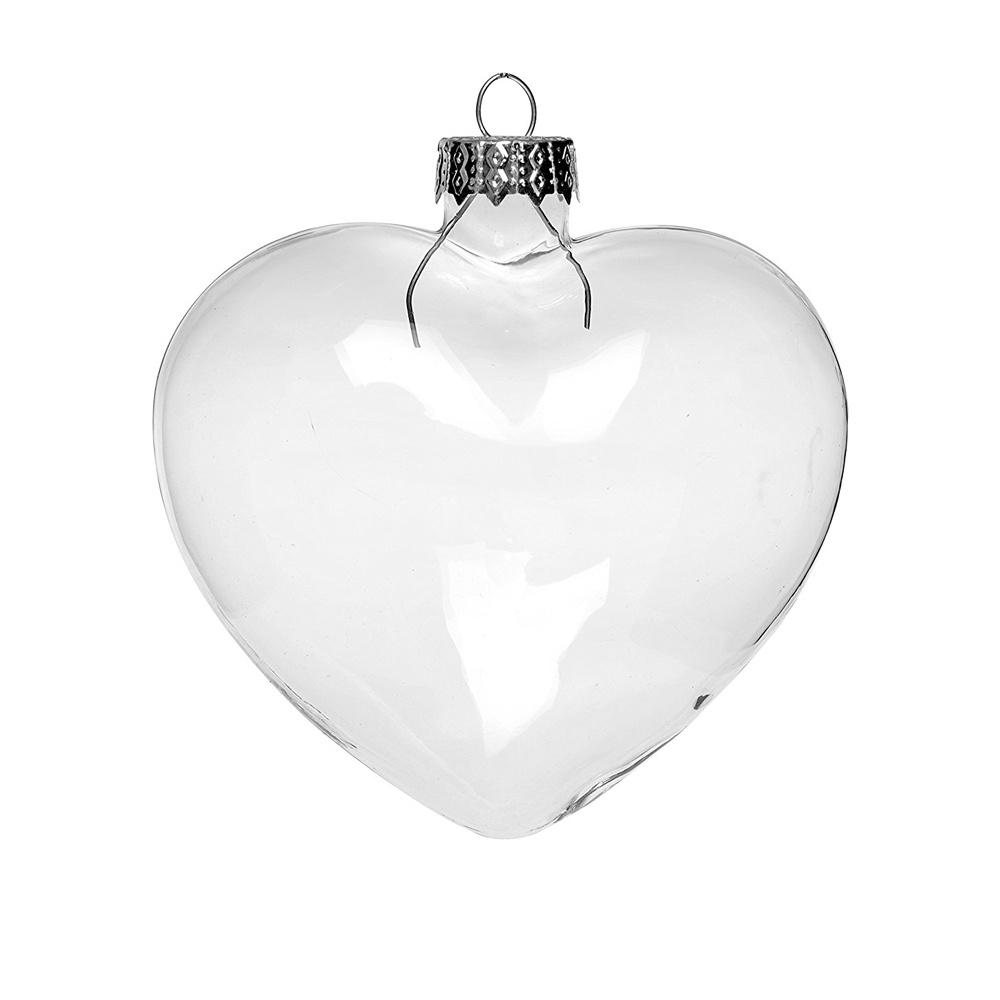 12Pcs Clear Fillable Balls Glass Heart Baubles Christmas Tree Decorati ...