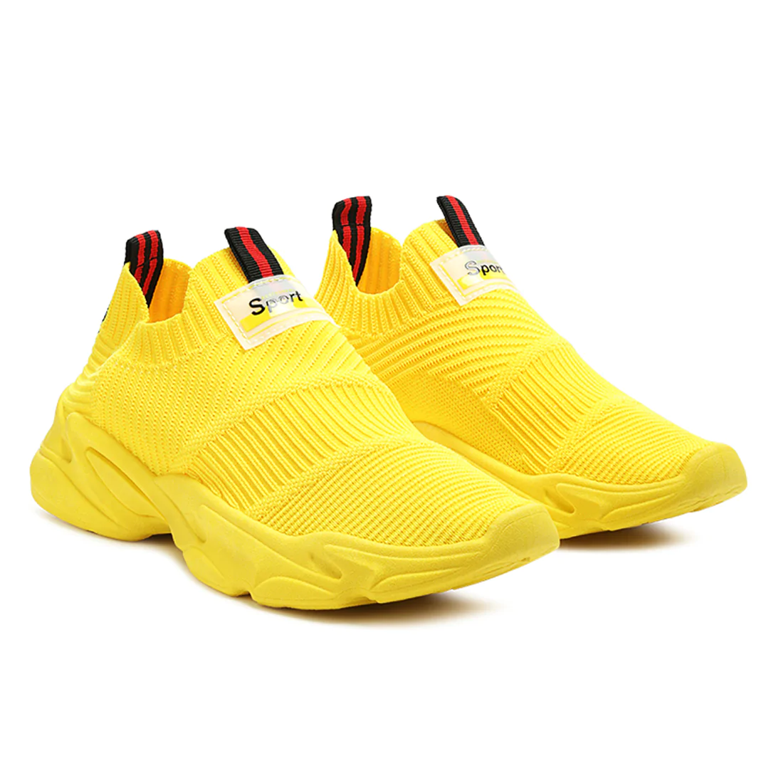 ACTIVE KNITTED RUNNING SHOES IN YELLOW