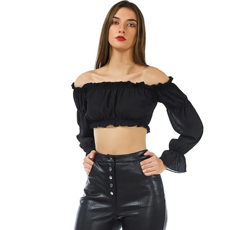 Hitam off Shoulder Crop Top