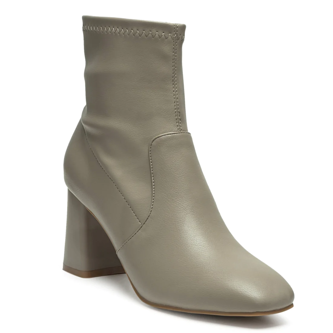 BLOCK HEELED ANKLE BOOTS IN GREY