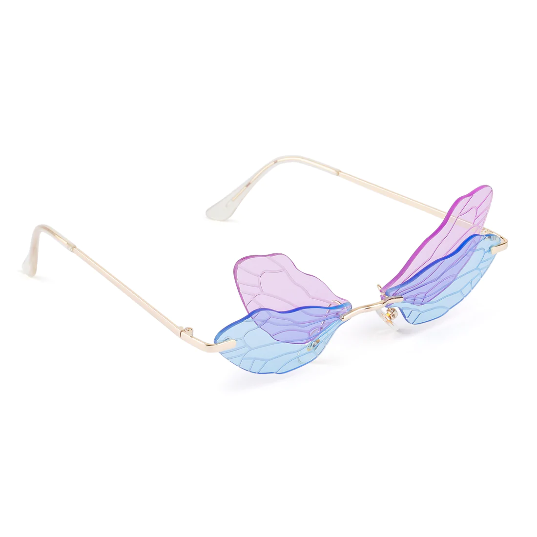 BUTTERFLY WINGS RIMLESS SUNGLASSES IN PURPLE