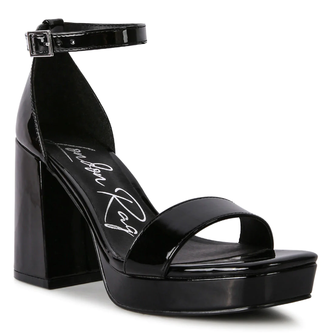 Black High Block Heeled Platform Sandals