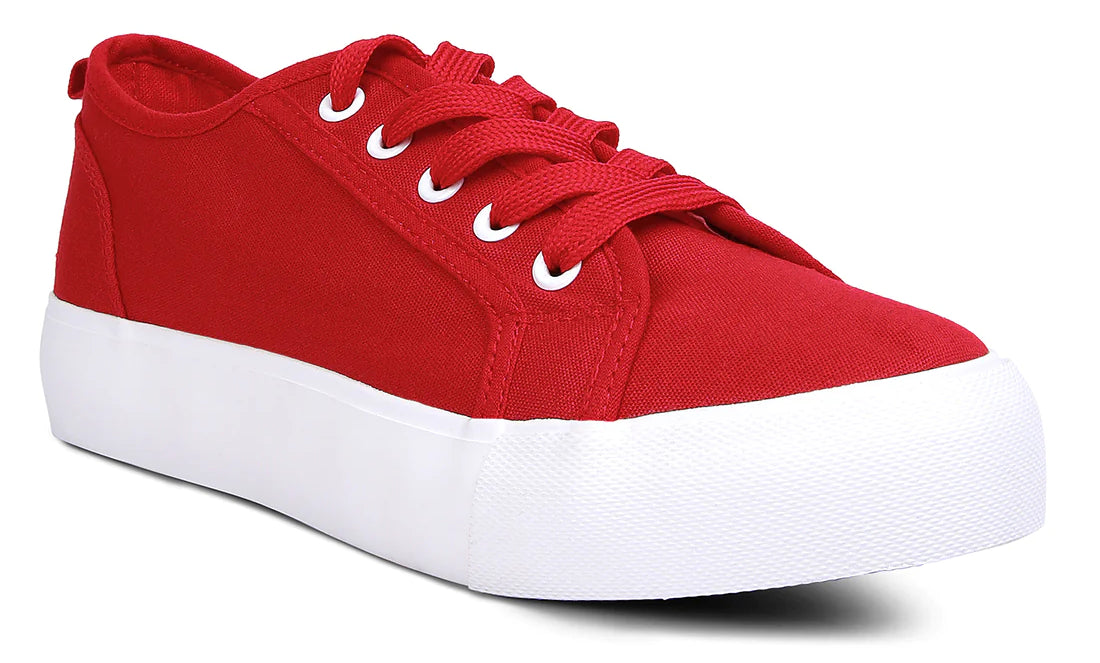 GLAM DOLL KNITTED SLIVER PLATFORM SNEAKERS RED
