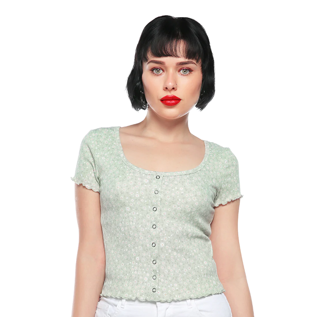 GREEN CASUAL SHORT SUMMER TOP