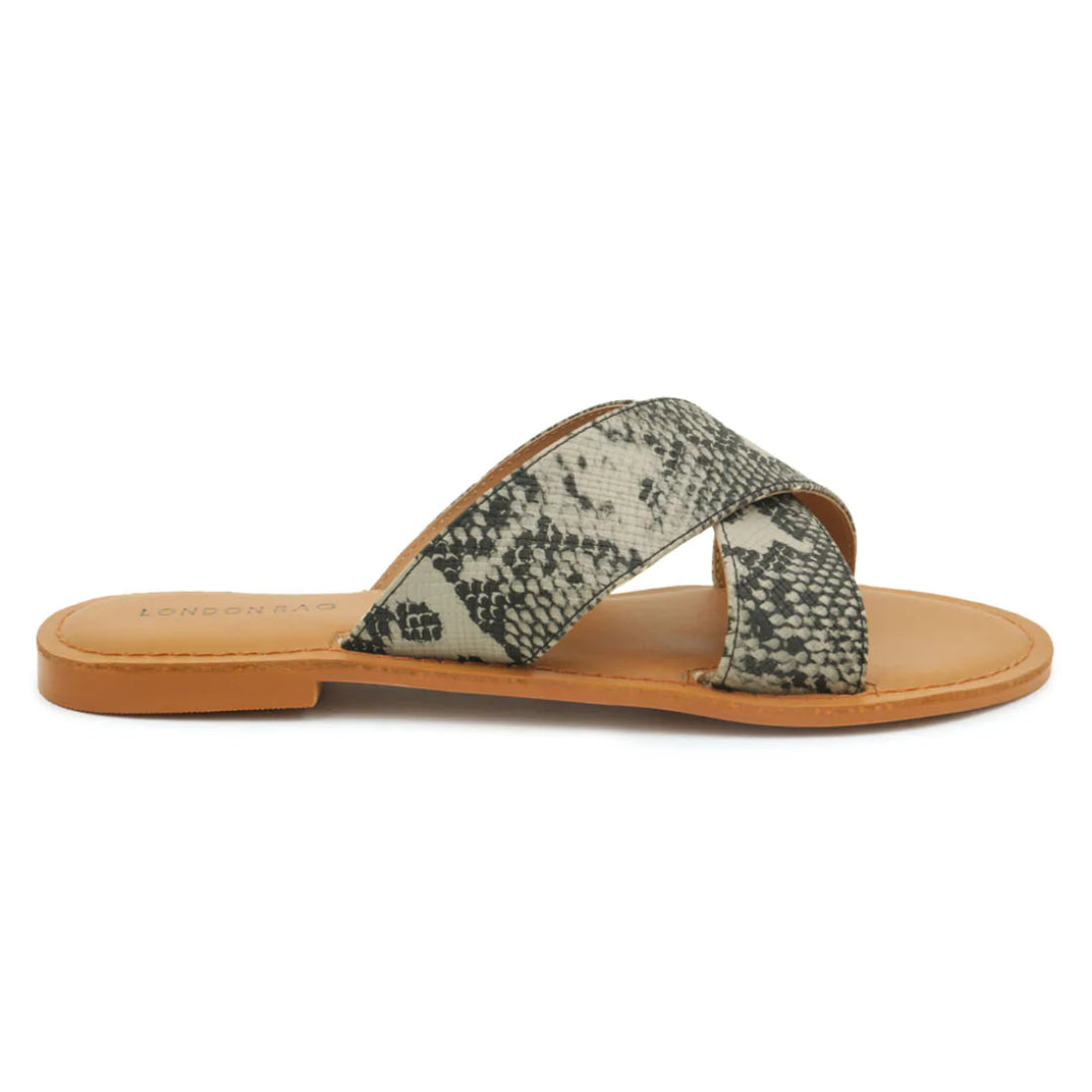 GREY SNAKE PRINT SLIP-ON SANDAL