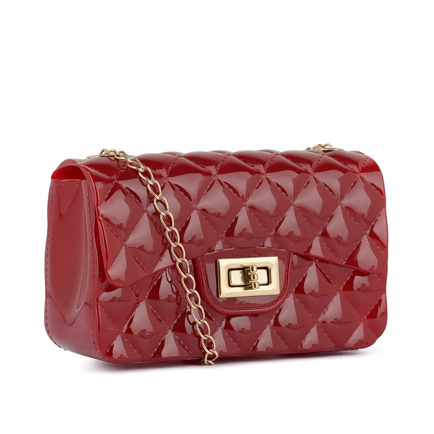 JELLY QUILTED RECTANGULAR SLING BAG IN RED