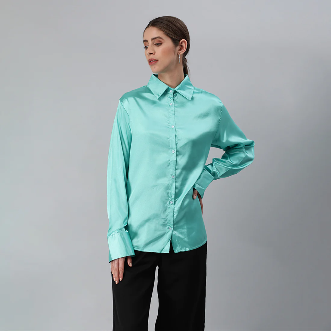 LONG SLEEVE SATIN SHIRT