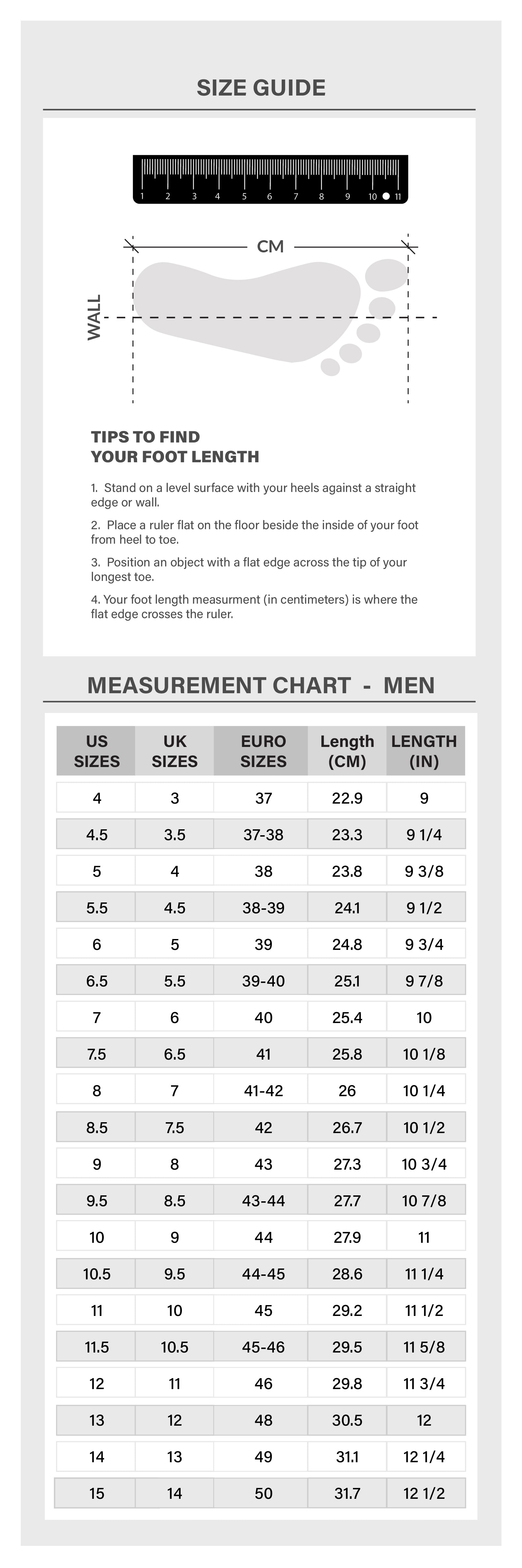 Mens Size Chart