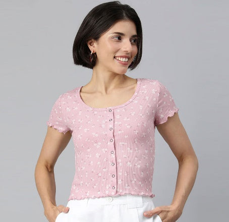 PINK CASUAL SHORT SUMMER TOP