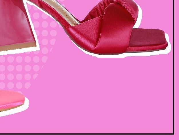 粉紅色打結的三角形塊鞋跟涼鞋2
