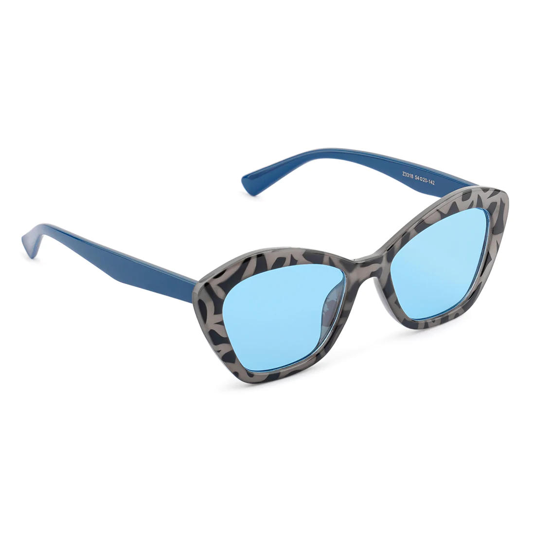 Gafas de sol de marco de marco impreso en azul