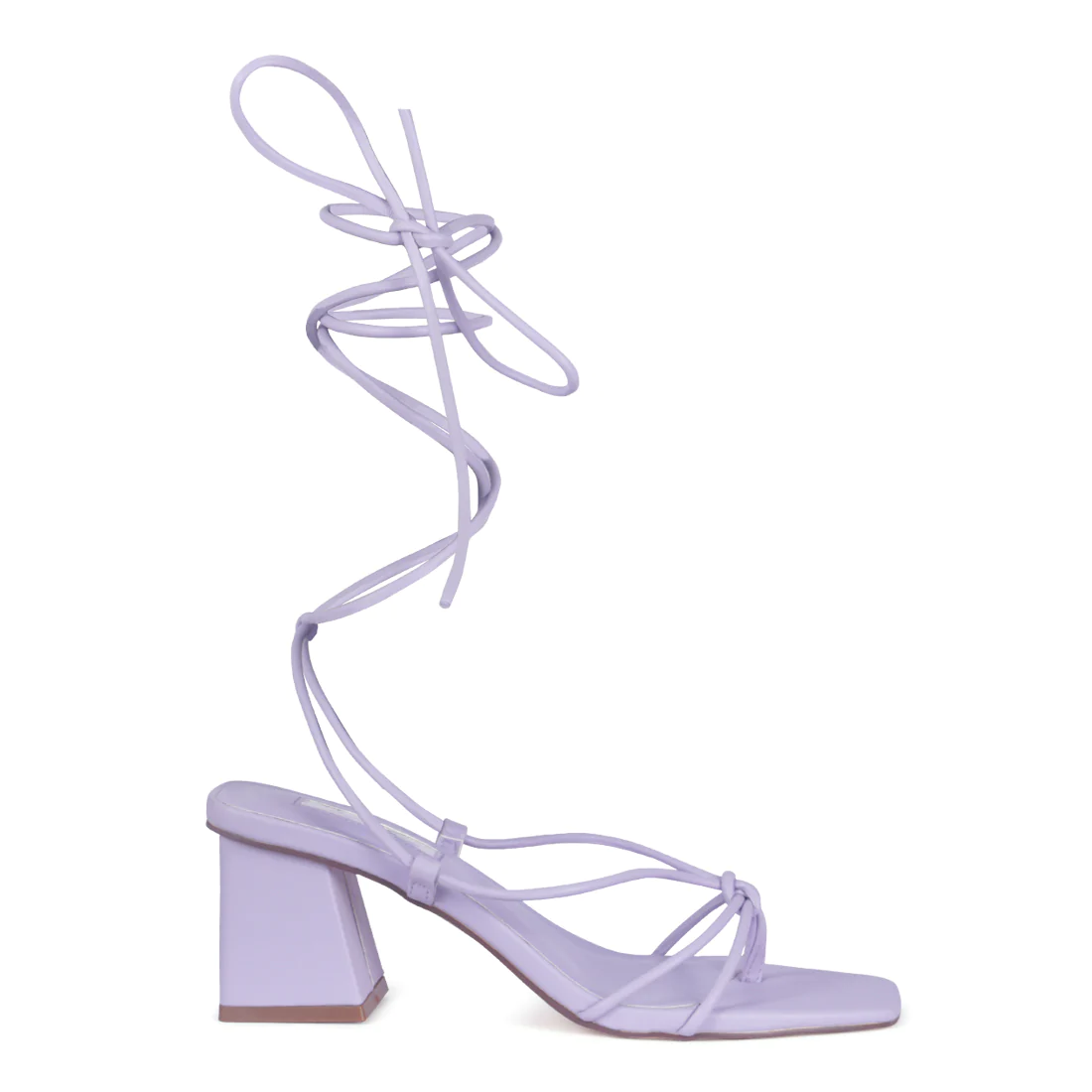 PURPLE TIE-UP BLOCK HEELED SANDAL